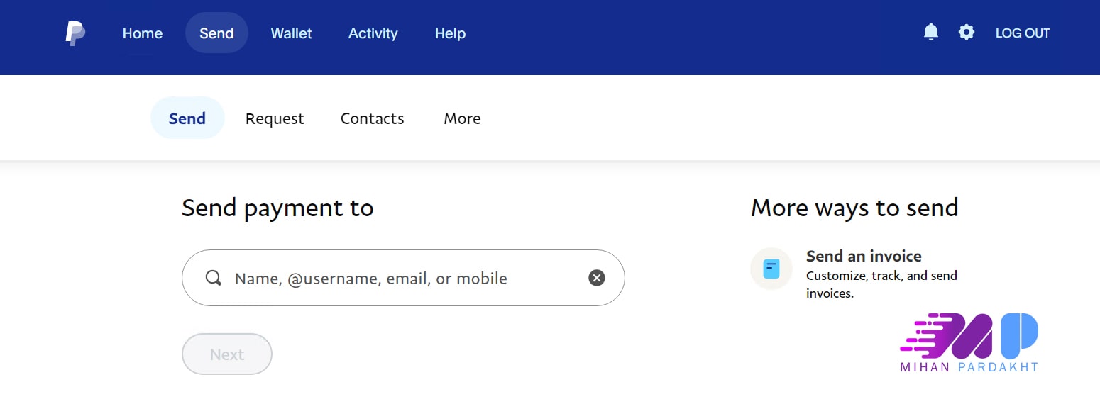 نحوه ارسال پول از حساب پی پال