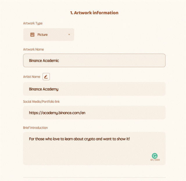 پر کردن اطلاعات در ساخت NFT