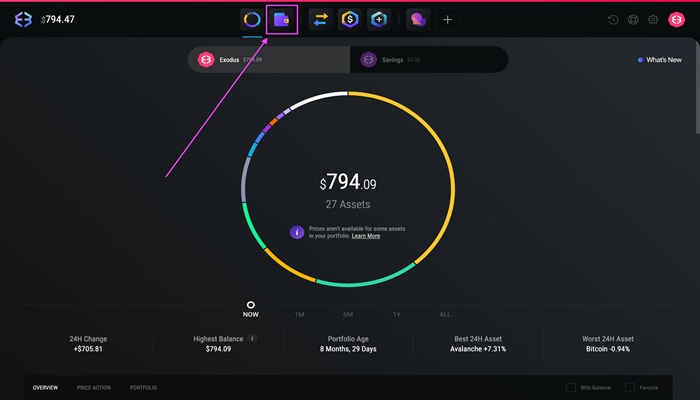 هش تراکنش در Exodus نسخه دسکتاپ