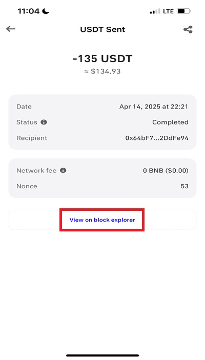 هش تراکنش در trustwallet