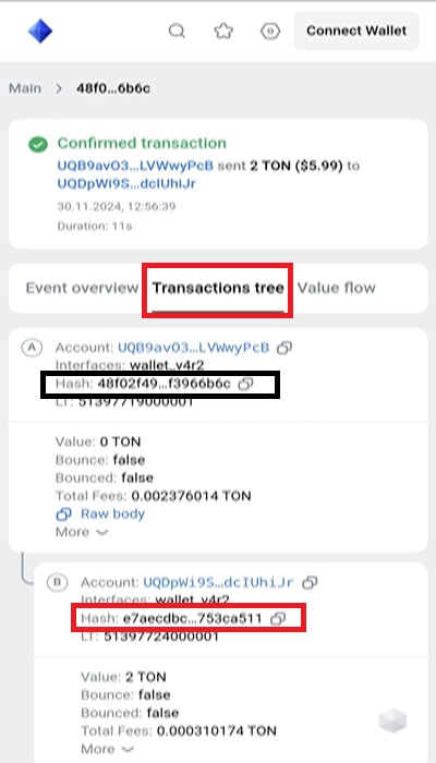 هش تراکنش در تون کیپر