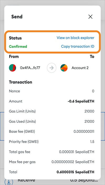 هش تراکنش در نسخه افزونه مرورگر متامسک