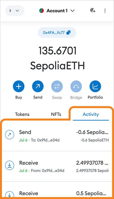 هش تراکنش در نسخه کروم متامسک