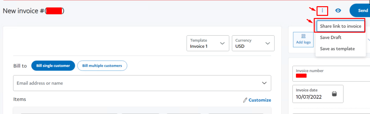 ارسال اینویس پی پال