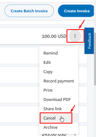 لغو فاکتور پی پال
