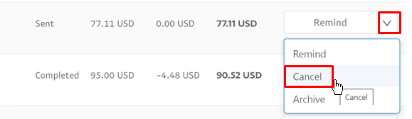 لغو فاکتور پی پال