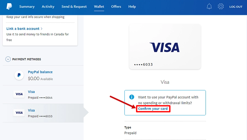 وریفای کردن پی پال با ویزاکارت