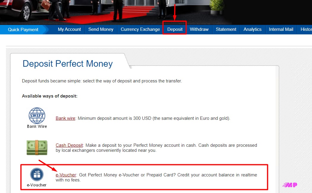 واریز ووچر به حساب پرفکت مانی