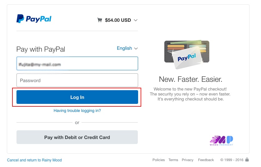 مراحل پرداخت با پی پال برای پرداخت