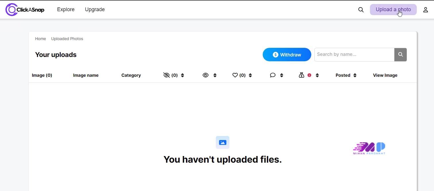 آپلود عکس در ClickASnap