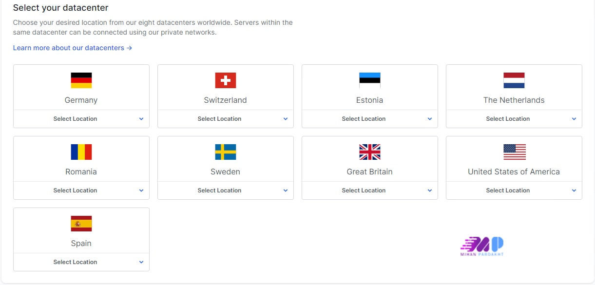 انتخاب سرور در vps2day